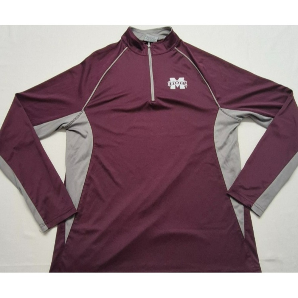 Mississippi State Bulldogs men's ls 1/4 zip maroon‎ thin athletic jacket sz M